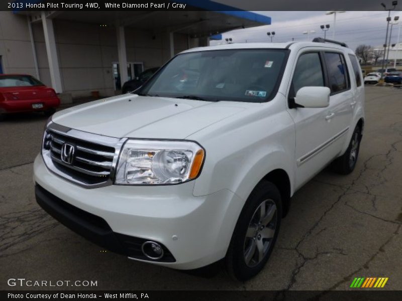 White Diamond Pearl / Gray 2013 Honda Pilot Touring 4WD