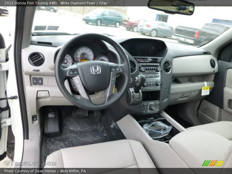 White Diamond Pearl / Gray 2013 Honda Pilot Touring 4WD