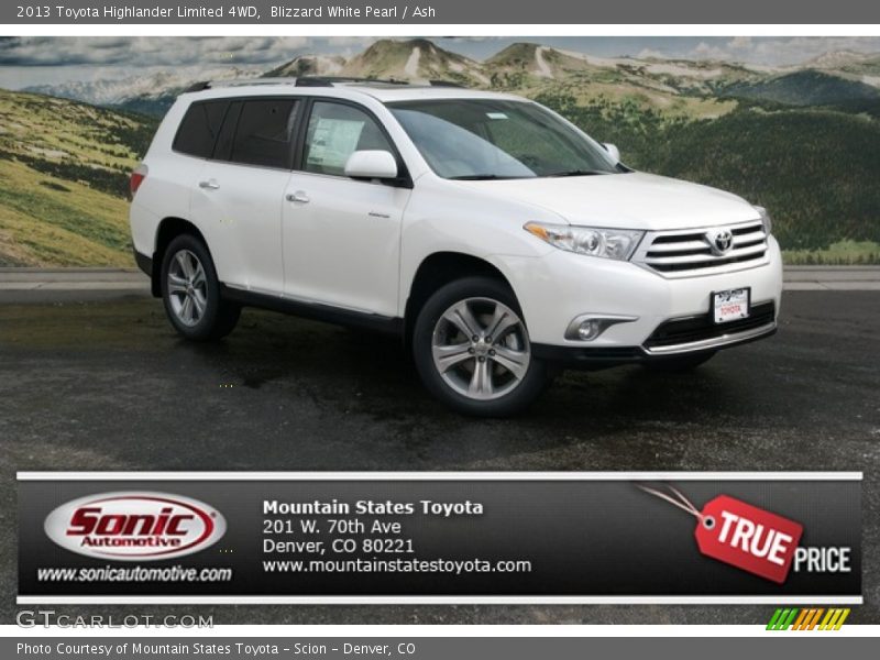 Blizzard White Pearl / Ash 2013 Toyota Highlander Limited 4WD