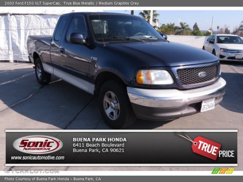 True Blue Metallic / Medium Graphite Grey 2003 Ford F150 XLT SuperCab