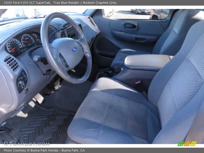 True Blue Metallic / Medium Graphite Grey 2003 Ford F150 XLT SuperCab