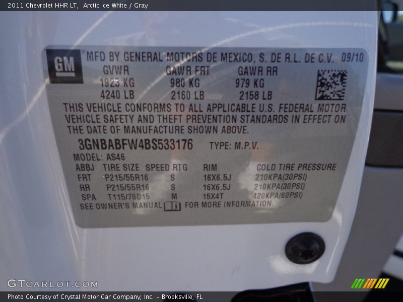 Arctic Ice White / Gray 2011 Chevrolet HHR LT