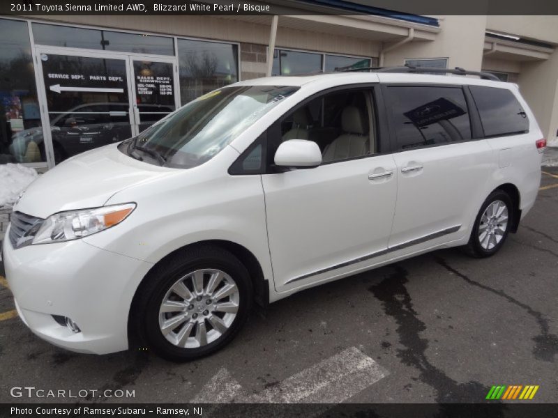 Blizzard White Pearl / Bisque 2011 Toyota Sienna Limited AWD