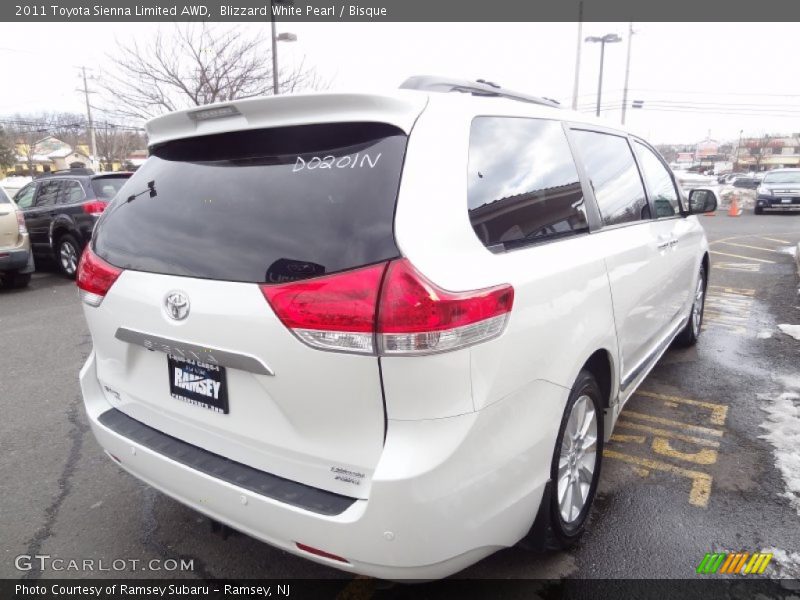 Blizzard White Pearl / Bisque 2011 Toyota Sienna Limited AWD