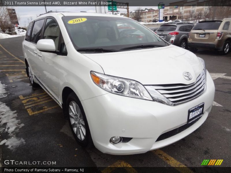 Blizzard White Pearl / Bisque 2011 Toyota Sienna Limited AWD
