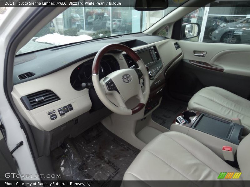 Blizzard White Pearl / Bisque 2011 Toyota Sienna Limited AWD