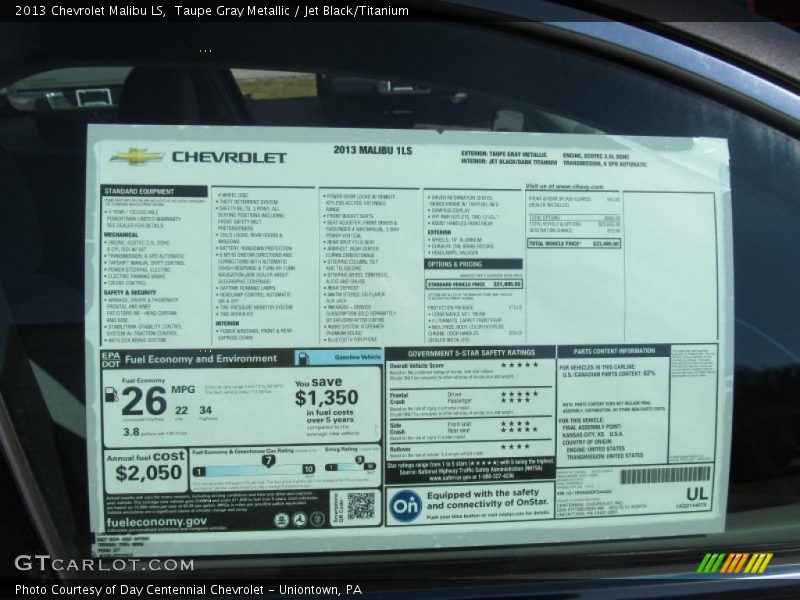 Taupe Gray Metallic / Jet Black/Titanium 2013 Chevrolet Malibu LS