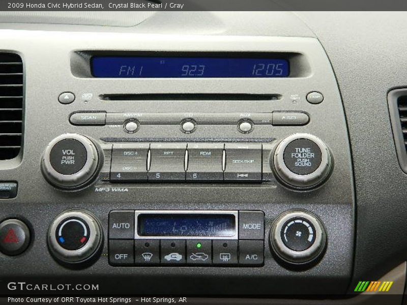 Crystal Black Pearl / Gray 2009 Honda Civic Hybrid Sedan