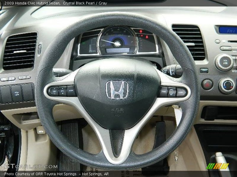 Crystal Black Pearl / Gray 2009 Honda Civic Hybrid Sedan