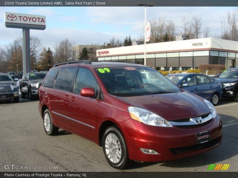 Salsa Red Pearl / Stone 2009 Toyota Sienna Limited AWD