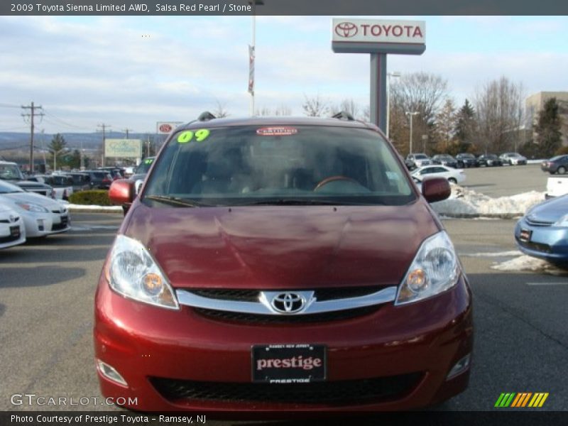 Salsa Red Pearl / Stone 2009 Toyota Sienna Limited AWD