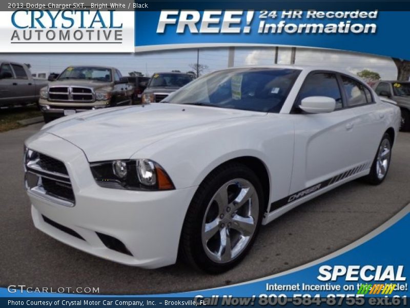 Bright White / Black 2013 Dodge Charger SXT