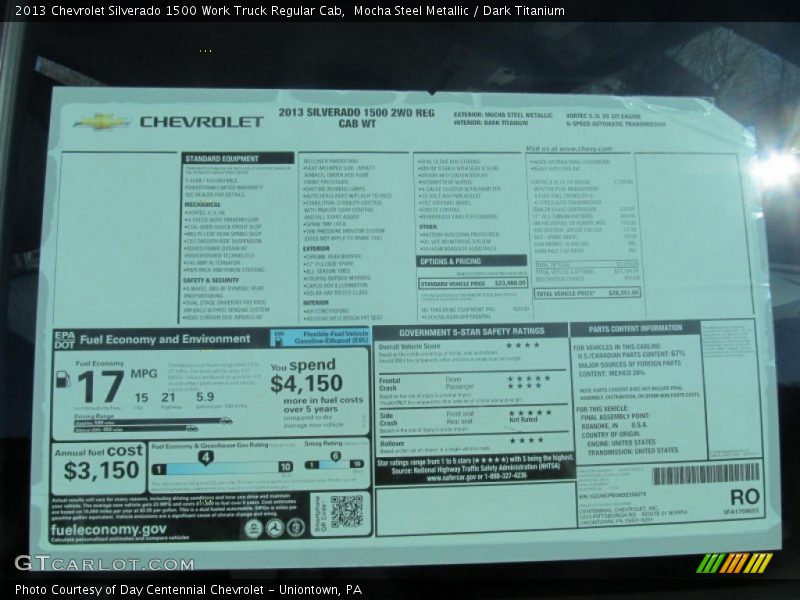 Mocha Steel Metallic / Dark Titanium 2013 Chevrolet Silverado 1500 Work Truck Regular Cab