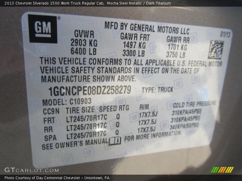 Mocha Steel Metallic / Dark Titanium 2013 Chevrolet Silverado 1500 Work Truck Regular Cab