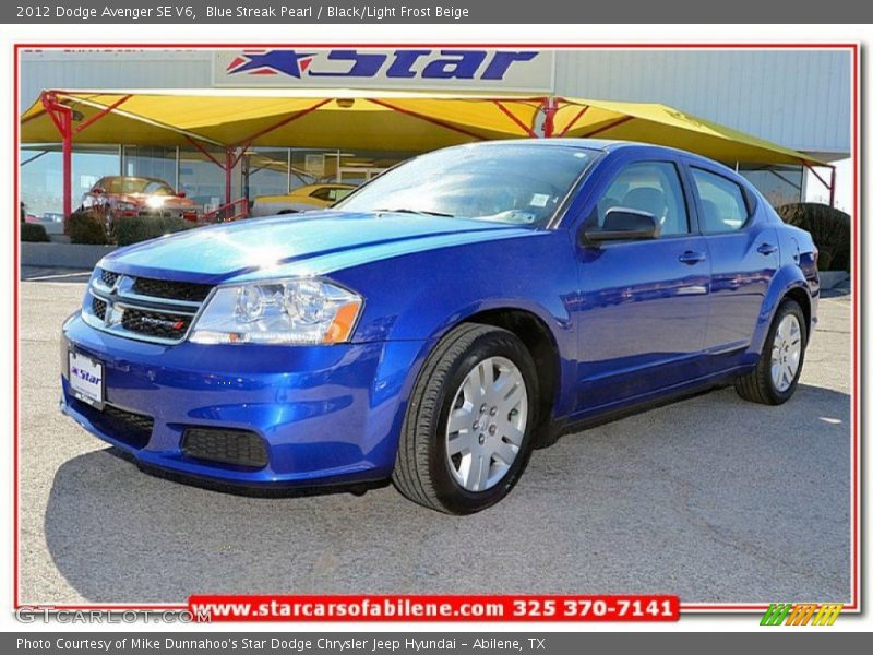 Blue Streak Pearl / Black/Light Frost Beige 2012 Dodge Avenger SE V6