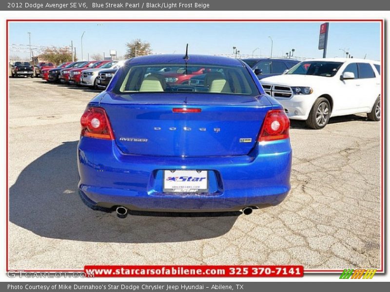 Blue Streak Pearl / Black/Light Frost Beige 2012 Dodge Avenger SE V6