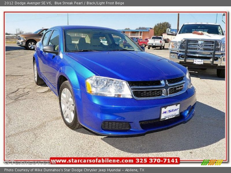 Blue Streak Pearl / Black/Light Frost Beige 2012 Dodge Avenger SE V6