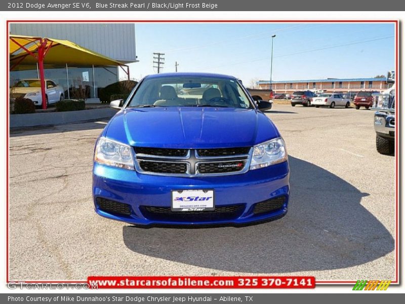Blue Streak Pearl / Black/Light Frost Beige 2012 Dodge Avenger SE V6