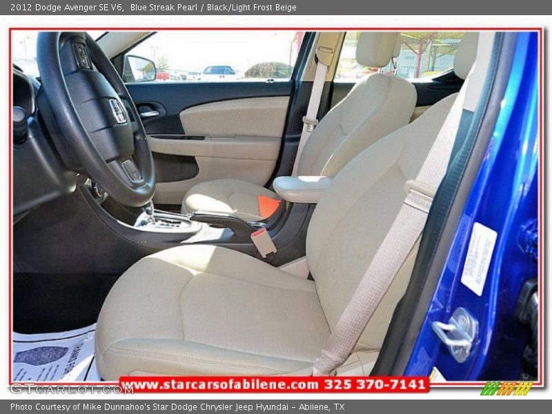 Blue Streak Pearl / Black/Light Frost Beige 2012 Dodge Avenger SE V6