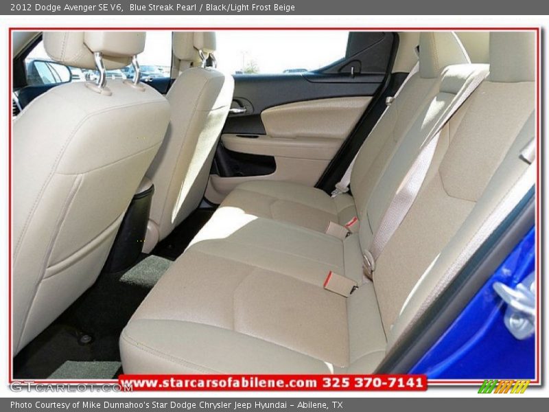 Blue Streak Pearl / Black/Light Frost Beige 2012 Dodge Avenger SE V6