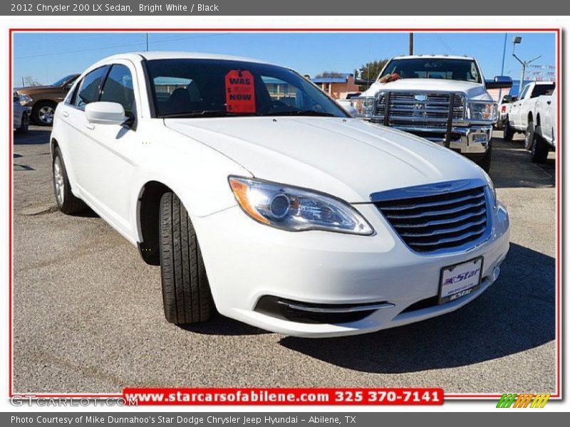 Bright White / Black 2012 Chrysler 200 LX Sedan