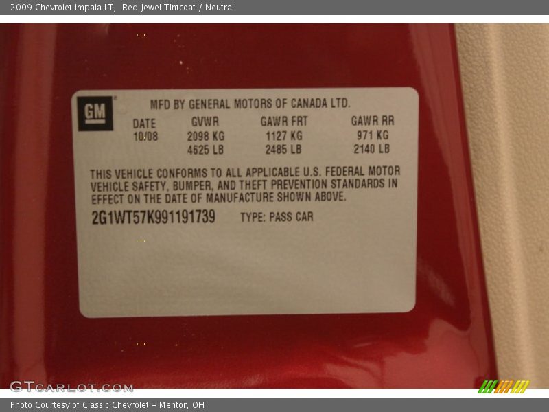 Red Jewel Tintcoat / Neutral 2009 Chevrolet Impala LT