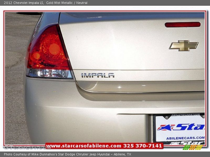 Gold Mist Metallic / Neutral 2012 Chevrolet Impala LS
