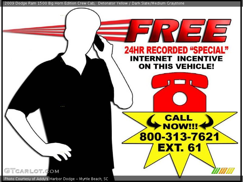 Detonator Yellow / Dark Slate/Medium Graystone 2009 Dodge Ram 1500 Big Horn Edition Crew Cab