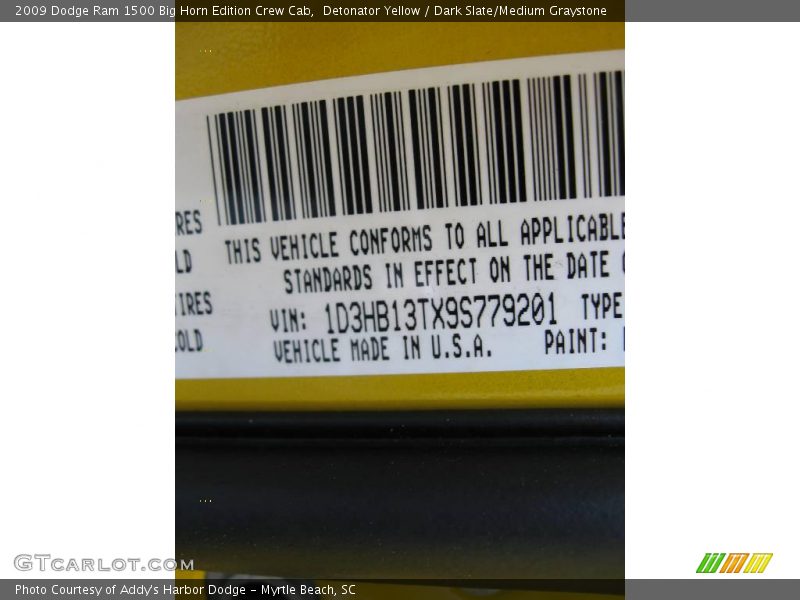Detonator Yellow / Dark Slate/Medium Graystone 2009 Dodge Ram 1500 Big Horn Edition Crew Cab