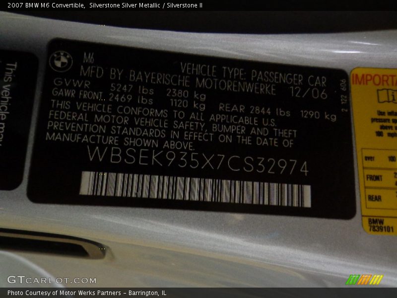 Silverstone Silver Metallic / Silverstone II 2007 BMW M6 Convertible
