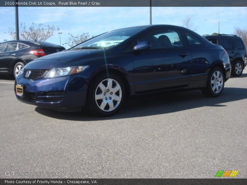 Royal Blue Pearl / Gray 2010 Honda Civic LX Coupe
