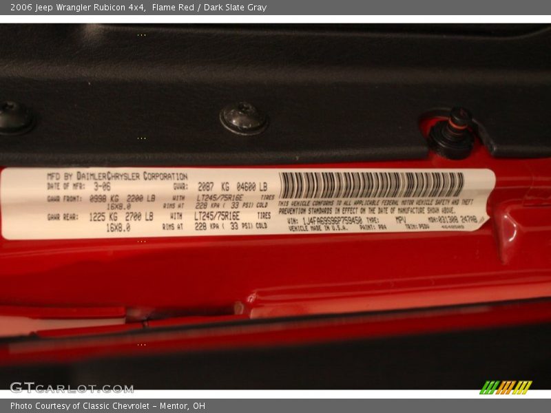 Flame Red / Dark Slate Gray 2006 Jeep Wrangler Rubicon 4x4