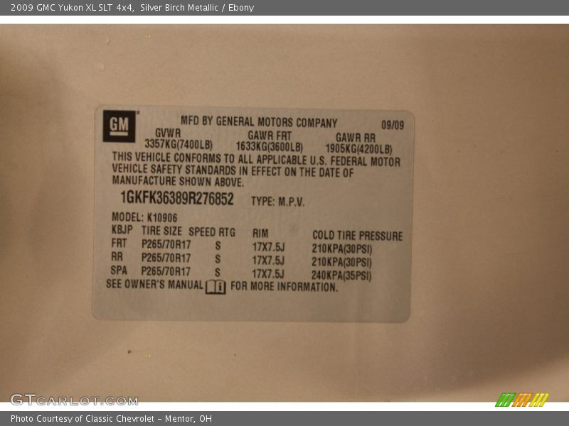 Silver Birch Metallic / Ebony 2009 GMC Yukon XL SLT 4x4