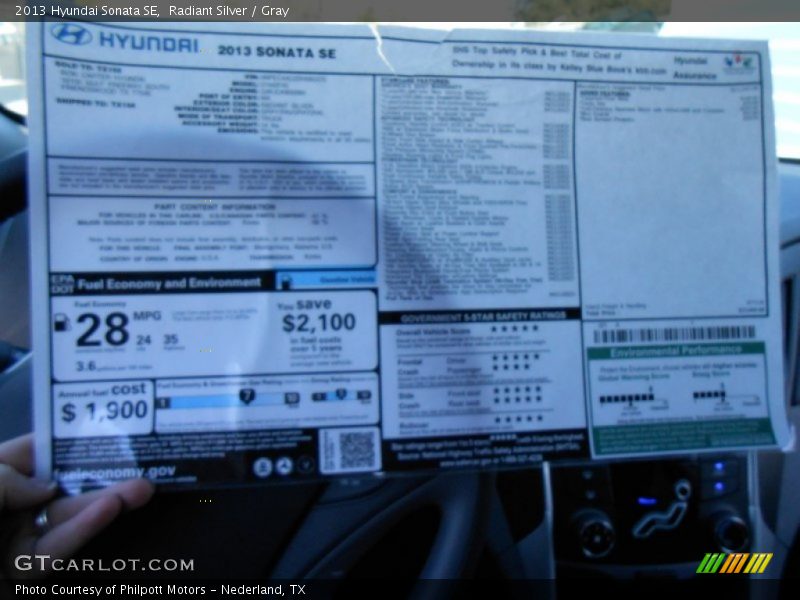 Radiant Silver / Gray 2013 Hyundai Sonata SE