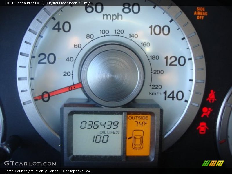 Crystal Black Pearl / Gray 2011 Honda Pilot EX-L