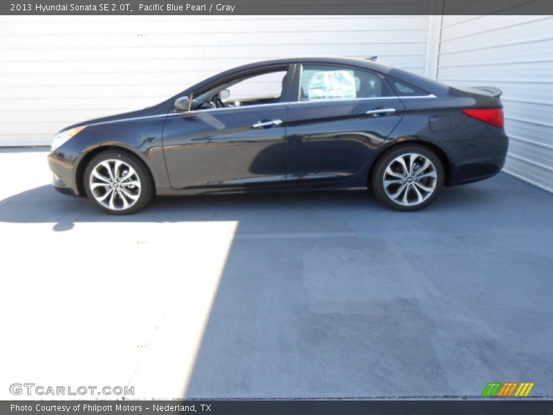 Pacific Blue Pearl / Gray 2013 Hyundai Sonata SE 2.0T