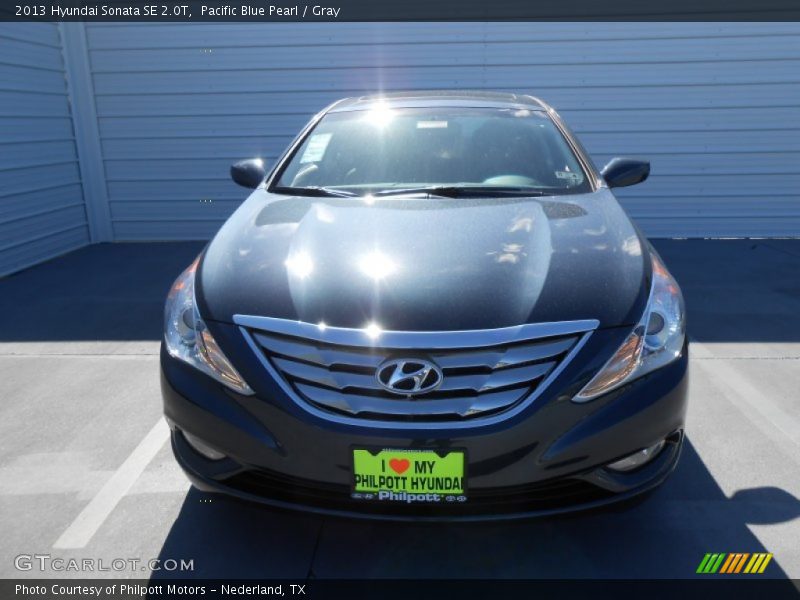 Pacific Blue Pearl / Gray 2013 Hyundai Sonata SE 2.0T