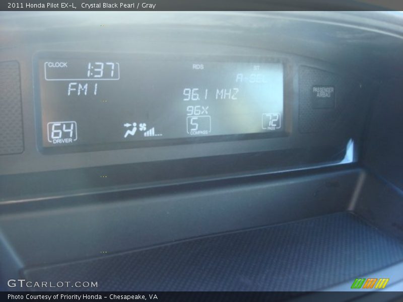 Crystal Black Pearl / Gray 2011 Honda Pilot EX-L