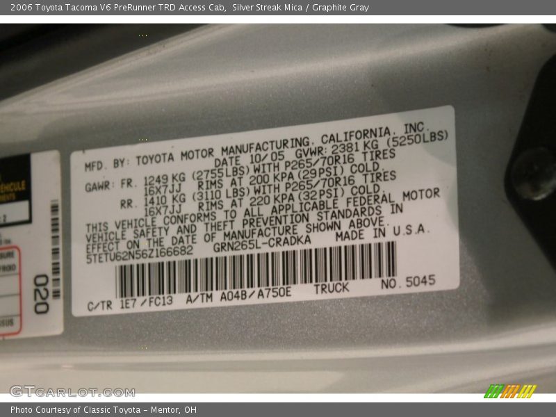 Silver Streak Mica / Graphite Gray 2006 Toyota Tacoma V6 PreRunner TRD Access Cab