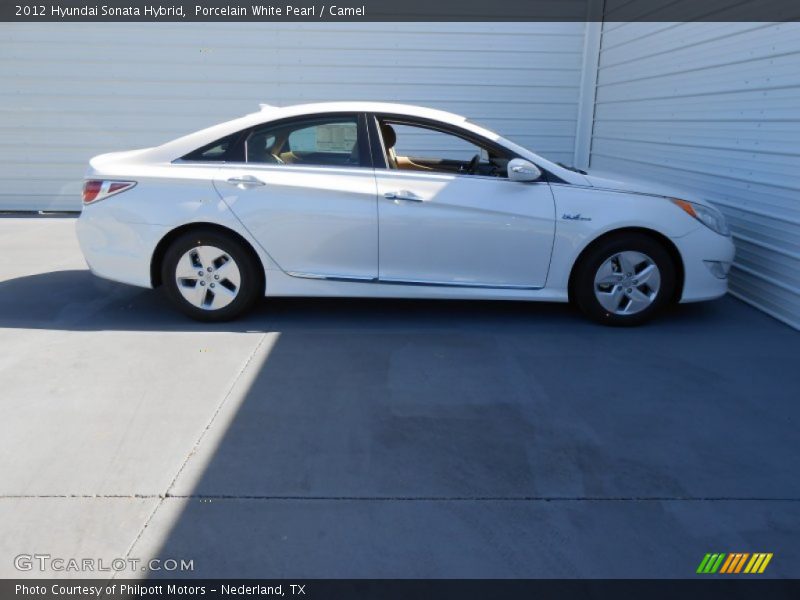 Porcelain White Pearl / Camel 2012 Hyundai Sonata Hybrid