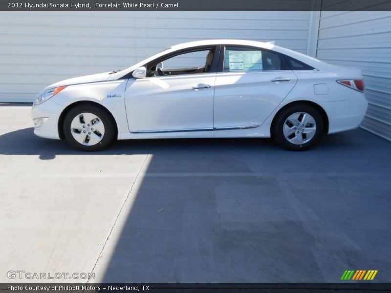 Porcelain White Pearl / Camel 2012 Hyundai Sonata Hybrid