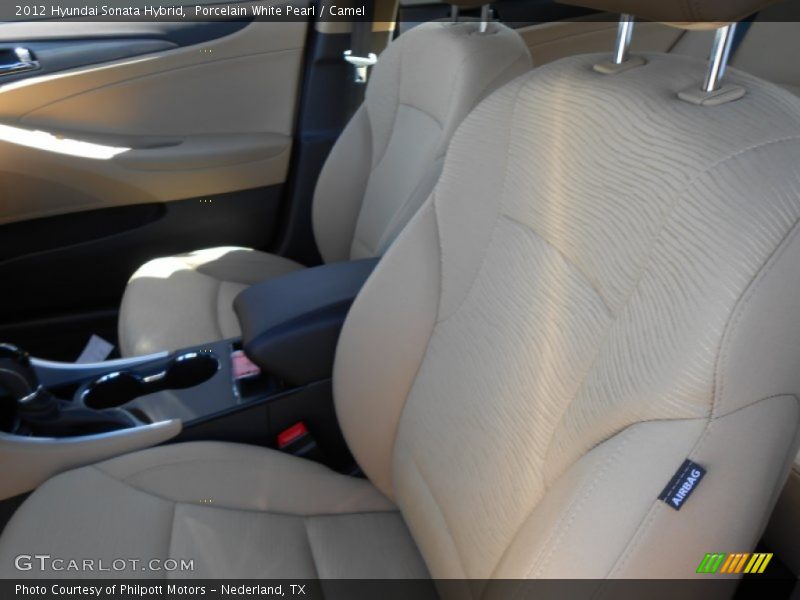 Porcelain White Pearl / Camel 2012 Hyundai Sonata Hybrid