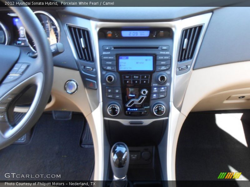 Porcelain White Pearl / Camel 2012 Hyundai Sonata Hybrid