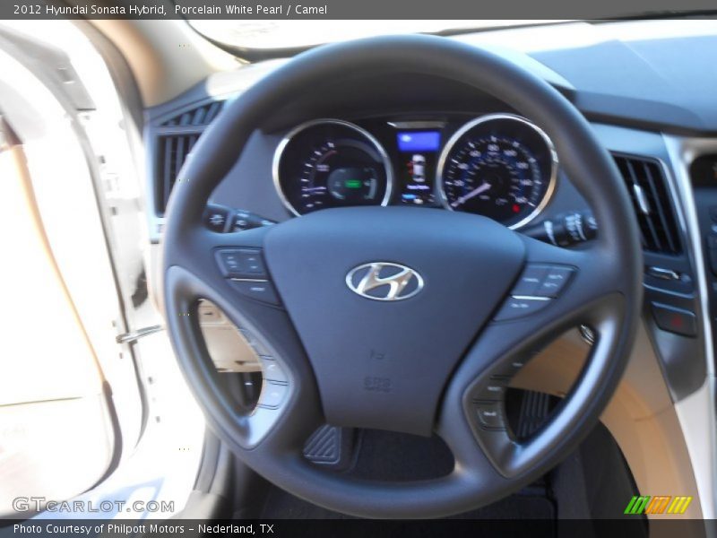 Porcelain White Pearl / Camel 2012 Hyundai Sonata Hybrid