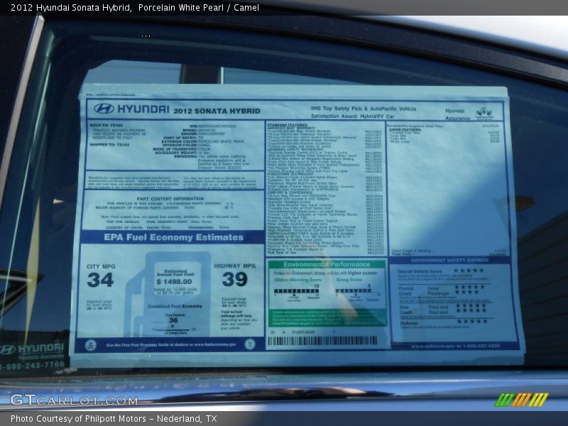 Porcelain White Pearl / Camel 2012 Hyundai Sonata Hybrid