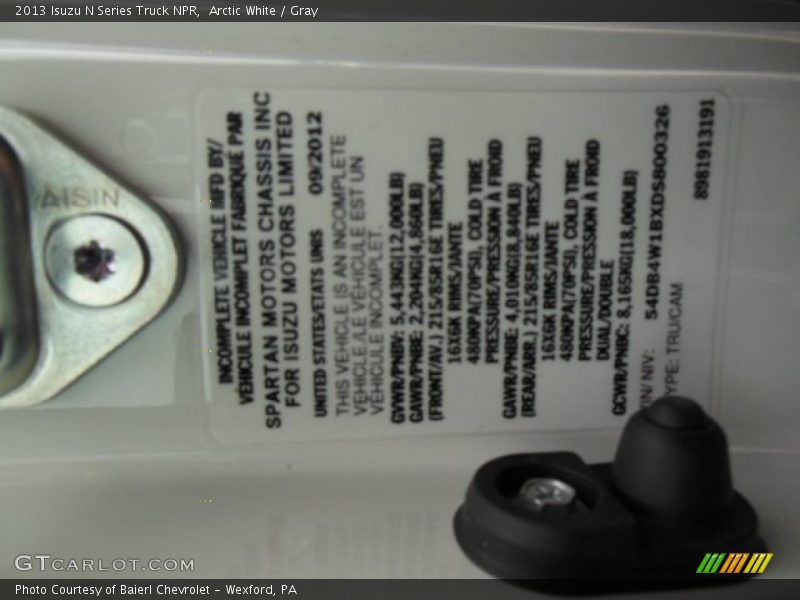 Arctic White / Gray 2013 Isuzu N Series Truck NPR