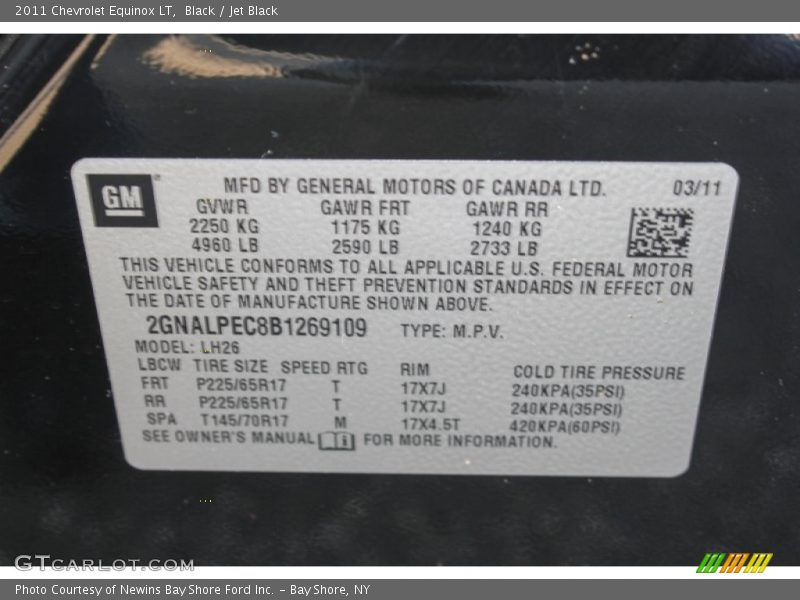 Black / Jet Black 2011 Chevrolet Equinox LT