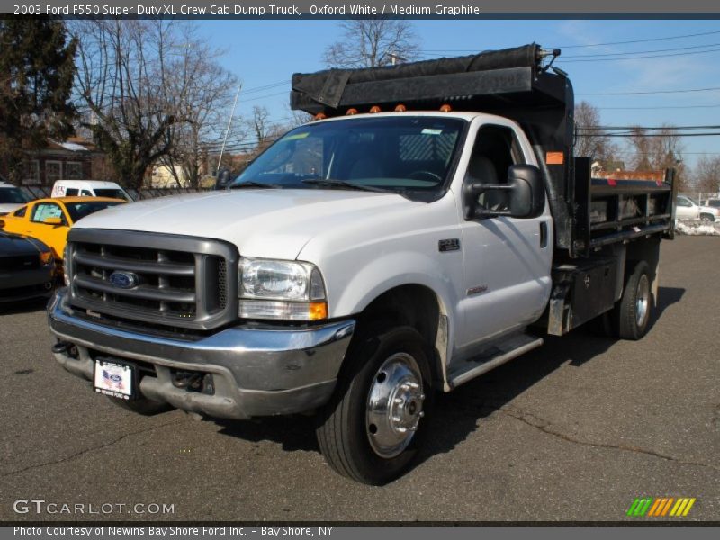 Oxford White / Medium Graphite 2003 Ford F550 Super Duty XL Crew Cab Dump Truck
