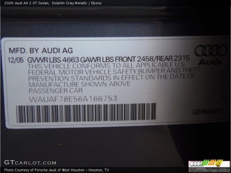 Dolphin Gray Metallic / Ebony 2006 Audi A4 2.0T Sedan