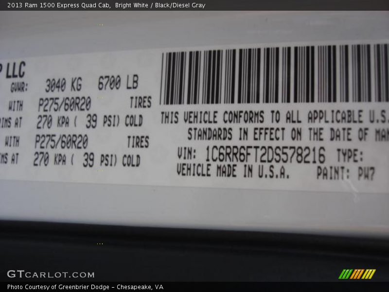 Bright White / Black/Diesel Gray 2013 Ram 1500 Express Quad Cab